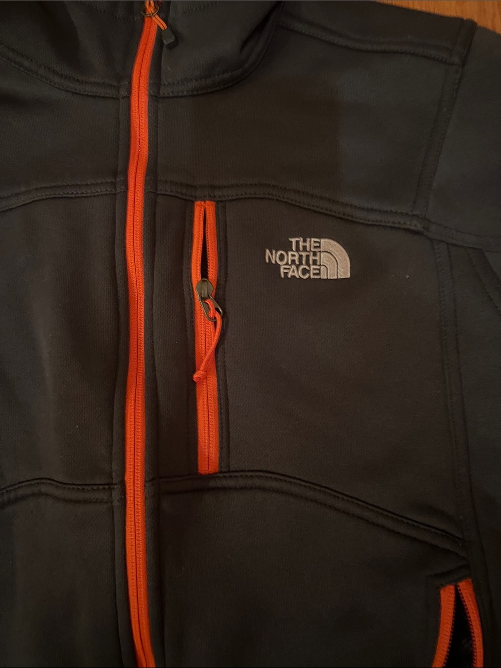 The North Face Men's Black Jacket with Orange Zippers - Picture 2 of 3